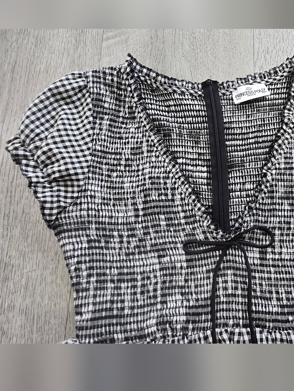 Princess Polly Black & White Gingham Smocked Romper - Picture 8 of 12